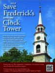 A flyer asking people to support a fundraising campaign with a photo of a clock tower.